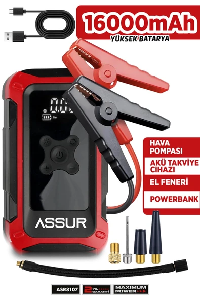 4'ü 1 Arada Dijital Göstergeli | Powerbank | Led Fener | Şarjlı Akü Takviye Cihazı | Hava Kompresörü ürün görseli 1