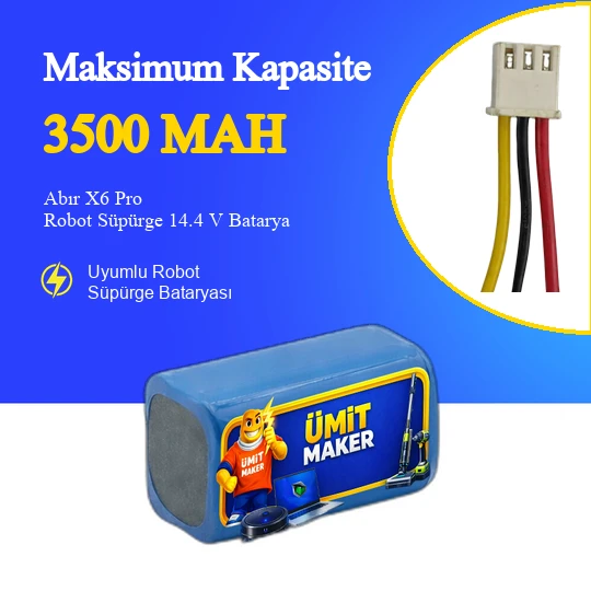 Abır X6 Pro Robot Süpürge 3500 mAh 14.4 V Batarya – Orjinal Uyumlu Uzun Ömürlü, Yüksek Performans Pil ürün görseli 1