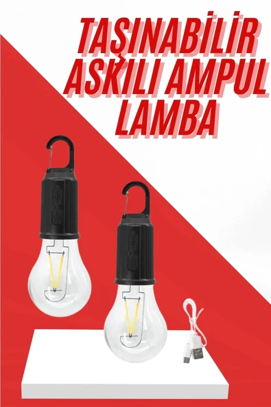 Şarjlı Aydınlatma Ampul Tasarımlı Ambians Işık Askılı Kamp Lambası ürün görseli 1