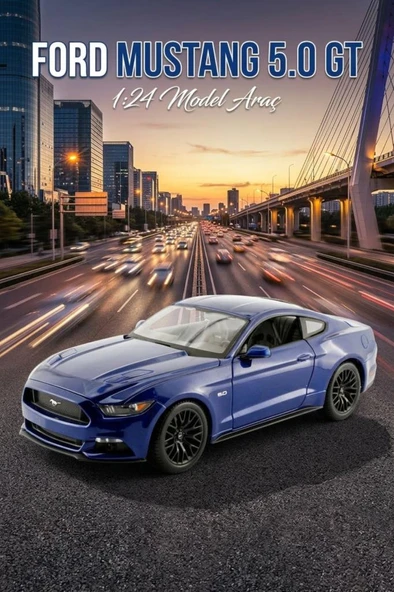 Maisto Lisanslı Metal Ford Mustang GT 2015 1:24 Kapısı ve Kaputu Açılabilir Oyuncak Model Araba ürün görseli 1