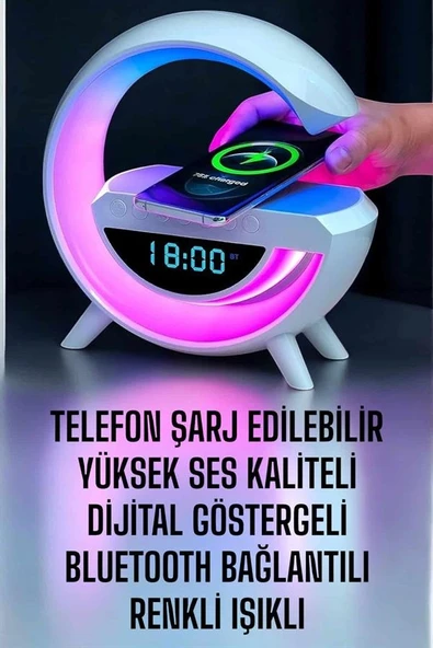 Bluetooth Hoparlör Dijital Göstergeli Wireless Şarj Rgb Işıklı ürün görseli 1