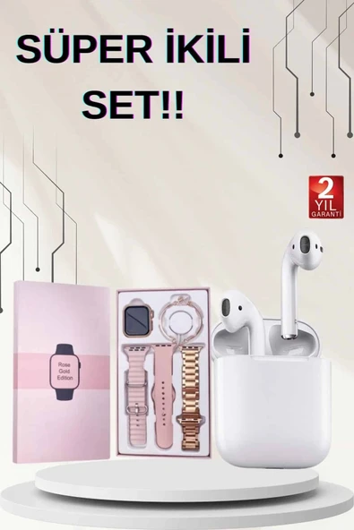 3 Kordonlu Dokunmatik Ekran Akıllı Saat Ve 2.nesil Kablosuz Bluetooth Kulaklık Anc/enc ürün görseli 1
