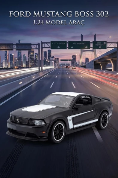 Maisto Lisanslı Die Cast Metal Ford Mustang Boss 302 1:24 Kaputu Ve Kapıları Açılan Model Araba ürün görseli 1
