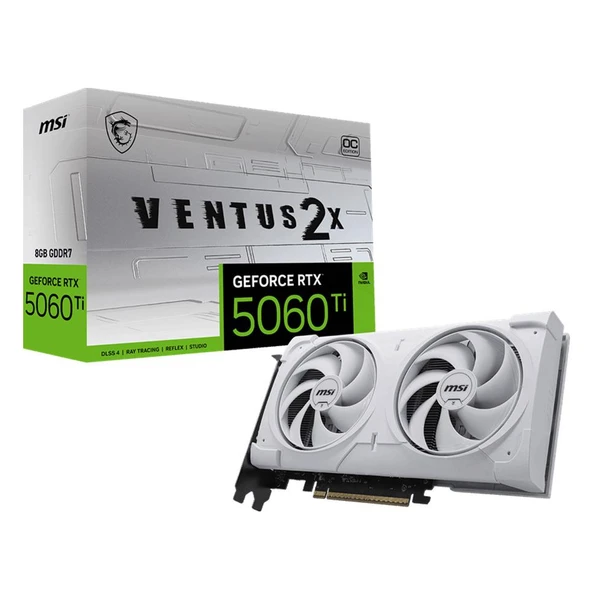 MSI RTX 5060 TI 8G Ventus 2X OC White Plus G506T8V2CWP 128 Bit GDDR7 8 GB Ekran Kartı ürün görseli 1
