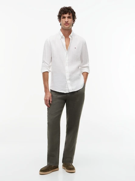 Tommy Hilfiger   PIGMENT DYED LI SOLID RF SHIRT Erkek Beyaz Gömlek - MW0MW41530 ürün görseli 1