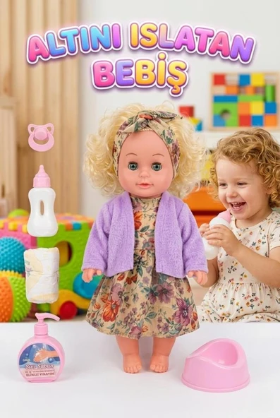 Mila Altını Islatan Bebek Seti 30 cm Aksesuarlı Kolları ve Kafası Et Oyuncak Bebek ürün görseli 1
