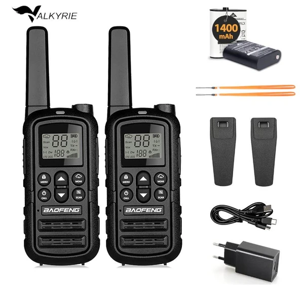 Valkyrie PMR Baofeng 2’li El Telsizi Seti – Lisanssız Kullanım, 22 Kanal, LED Fenerli, USB-C Şarj ürün görseli 1