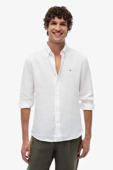 Tommy Hilfiger   PIGMENT DYED LI SOLID RF SHIRT Erkek Beyaz Gömlek - MW0MW41530 ürün görseli 1