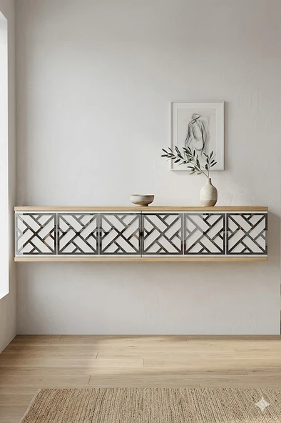 TDA1238DBS AREX Duvara Montaj Tv Sehpası Safirmeşe-Beyaz-Silver 120cm ürün görseli 1