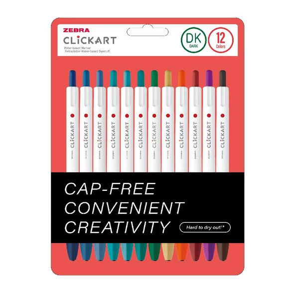 Zebra ClickArt Market Pen 0.6mm 12'li Tükenmez Kalem Seti Dark Colours 12CZDK ürün görseli 1