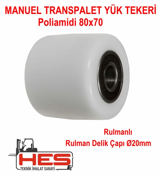 Poliamid Transpalet Tekerleği 80x70 mm (Rulmanlı) ürün görseli 1