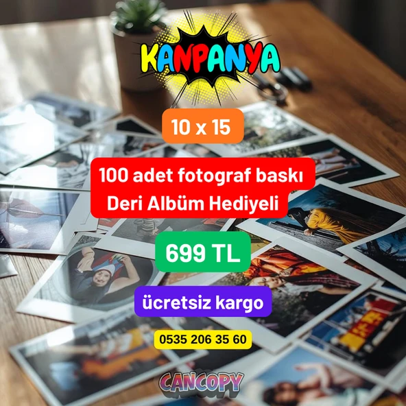 100 Adet 10x15 cm Fotoğraf Baskısı Deri Albüm Hediyeli Set ürün görseli 1