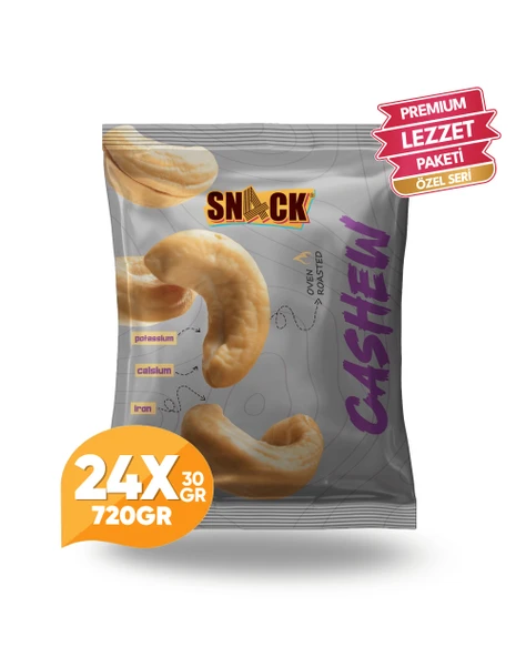 Snack Kaju Fıstığı 24x30 gr Premium Fırında Kavrulmuş Tuzsuz Atıştırmalık Paketi 720 gr ürün görseli 1