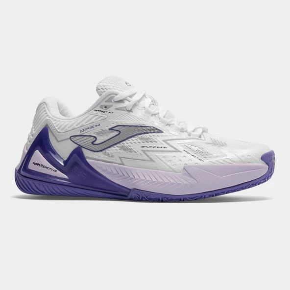Joma TOPLS2602OM Open Lady Toprak Kort Tenis & Padel Kadın Ayakkabısı - Beyaz/Mor ürün görseli 1