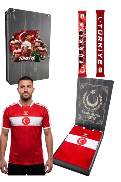 TÜRKİYE ORİJİNAL LİSANSLI HUMMEL KIRMIZI TÜRKİYE FORMASI UV KUTU ve ATKI HEDİYELİ ürün görseli 1