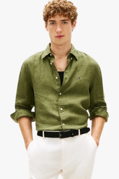 Tommy Hilfiger   PIGMENT DYED LI SOLID RF SHIRT Erkek Yeşil Gömlek - MW0MW41530 ürün görseli 1