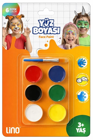 LİNO YÜZ BOYASI 6 RENK TABLET FIRÇALI (YIKANABİLİR) ürün görseli 1