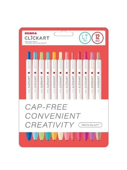 Zebra ClickArt Market Pen 0.6mm 12'li Tükenmez Kalem Seti Light Colours 12CZPL ürün görseli 1