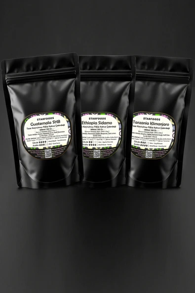 Çekirdek Kahve 3 Paket Dünya Kahveleri Nitelikli Filtre Kahve Çekirdeği 450 GR. Guatemala Filtre - Ethiopia Sidamo Filtre - Tanzania Klimanjaro Filtre Kahve Çekirdeği ürün görseli 1