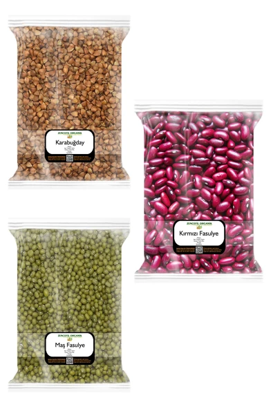 3x170 Gr. Karabuğday Greçka Maş Fasulyesi Kırmızı Fasulye Kara Buğday Fasülye 170'şer Gram 3 Paket ürün görseli 1