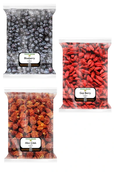 3x170 Gr. Gojiberry Blueberry Altın Çilek Goldberry Goji Berry 170'şer Gram 3 Paket ürün görseli 1