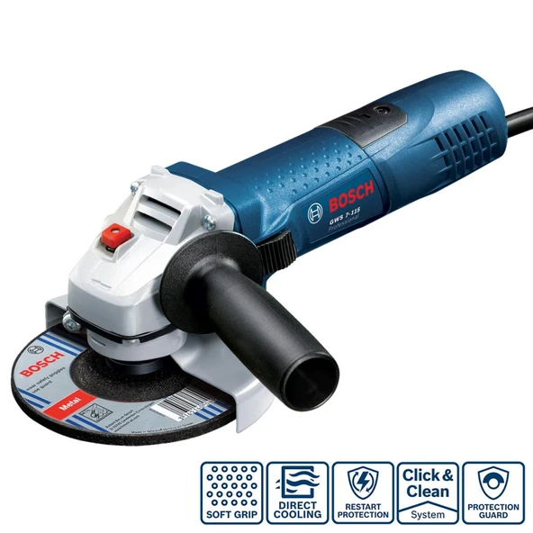 Bosch GWS 7-115 Profesyonel Avuç Taşlama ürün görseli 1