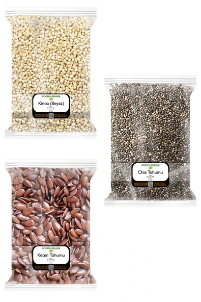 3x170 Gr. Chia Tohumu Keten Tohumu Beyaz Kinoa 170'şer Gram 3 Paket ürün görseli 1