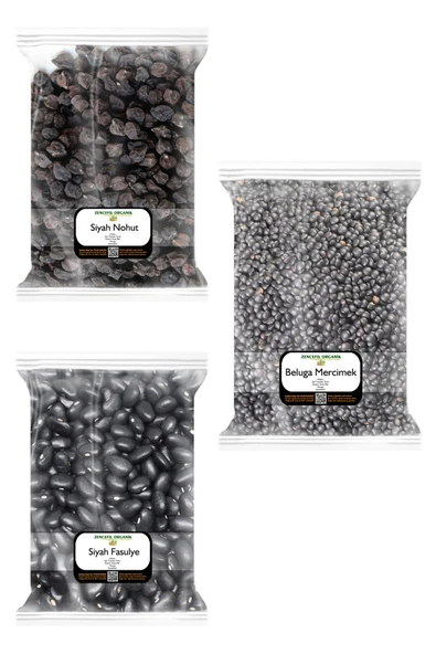 3x170 Gr. Siyah Beluga Mercimek Siyah Nohut Siyah Fasulye 170'şer Gram 3 Paket ürün görseli 1