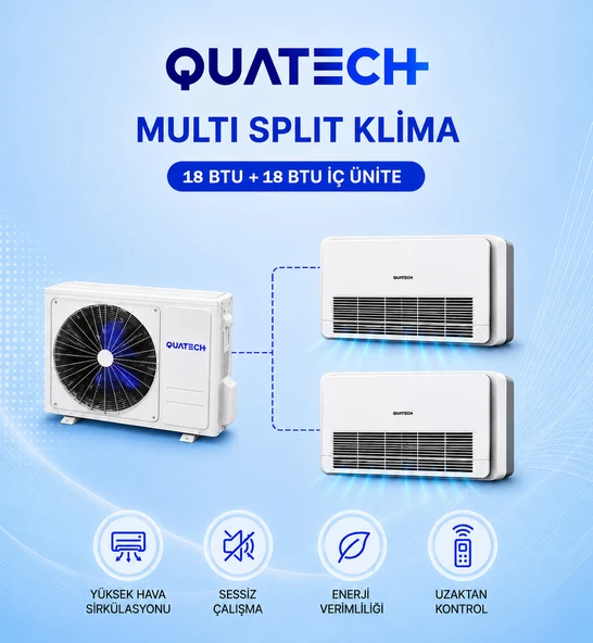 QUATECH Multi Split Klima 18.000 + 18.000 Btu/h - 1 Dış Ünite 36000 Btu/h A++ Enerji Sınıfı Konsol Tipi Inverter Klima ürün görseli 1