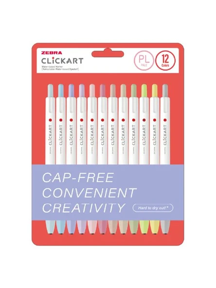 Zebra ClickArt Market Pen 0.6mm 12'li Tükenmez Kalem Seti Pale Colours 12CZPL ürün görseli 1