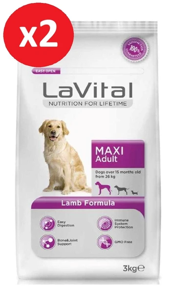 Lavıtal Dog Maxı Adult Lamb Köpek Maması 3 Kg*2 Adet ürün görseli 1