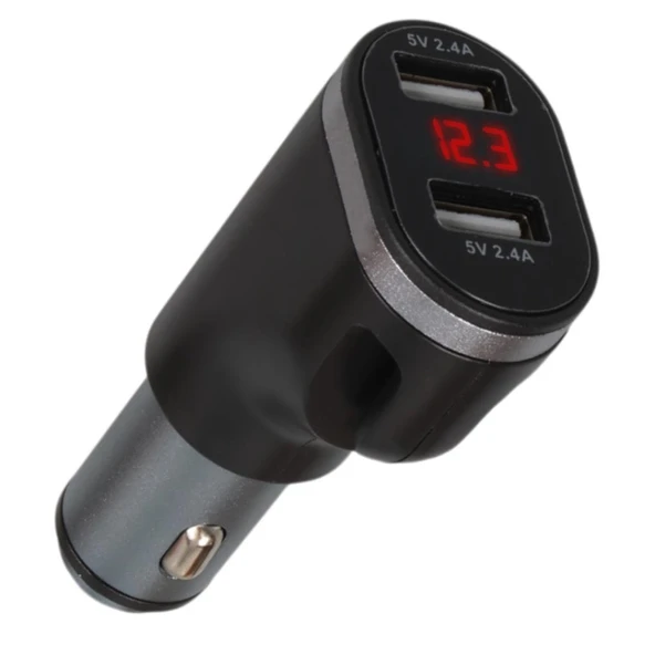 12-24v Çi̇ft USB Gi̇ri̇şli̇ 5v-2.4a Di̇ji̇tal Voltaj Ekranli Araç Çakmaklik Şarj Aleti̇ ürün görseli 1