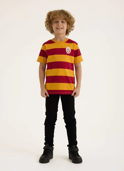 House of Clubs - Galatasaray Çizgili Retro Çocuk T-shirt ürün görseli 1