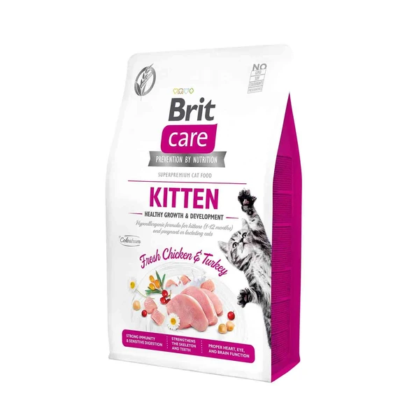Brit Care Hipoallerjenik Sağlıklı Büyüme İçin Tavuklu ve Hindili Tahılsız Yavru Kedi Maması 7 kg ürün görseli 1