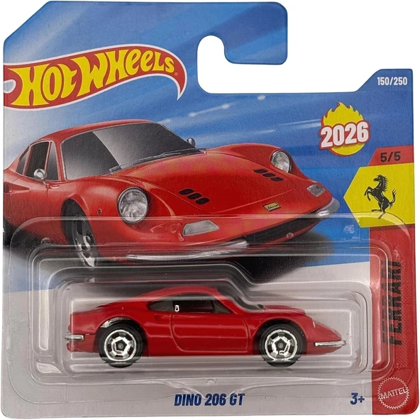 Hot Wheels Ferrari Dino 206 GT Red JJH56 ürün görseli 1