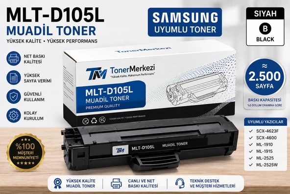 Samsung MLT-D105L Muadil Toner SCX-4623F SCX-4600 ML-1910 ML-2525 2500 Sayfa ürün görseli 1