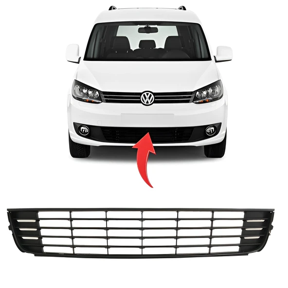 Vw Caddy 2011-2015 Ön Tampon Orta Izgara Kromsuz 1T0853677C ürün görseli 1