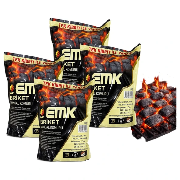 EMK Tek Kibritle Yanan Briket Mangal Kömürü 1,8 kg x 4 Adet ürün görseli 1