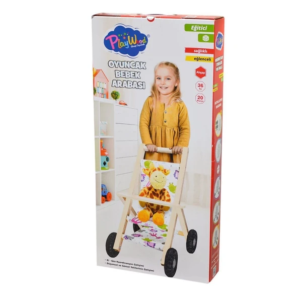 ONY-386 Ahşap Oyuncak Bebek Arabası -Onyıl ürün görseli 1