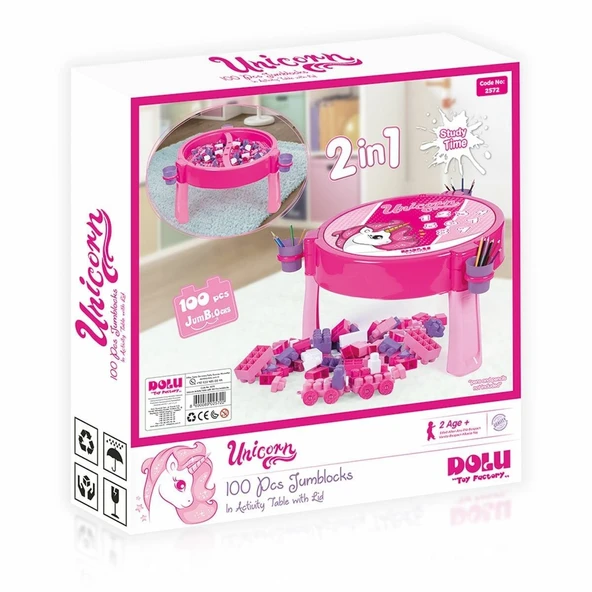 2572 UNICORN 100 PCS BLOKLU AKTIVITE MASASI MONTAJ ürün görseli 1