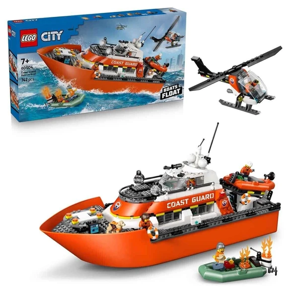 60504 Lego City Sahil Güvenlik Kurtarma Botu ve Helikopteri 742 parça +7 yaş ürün görseli 1