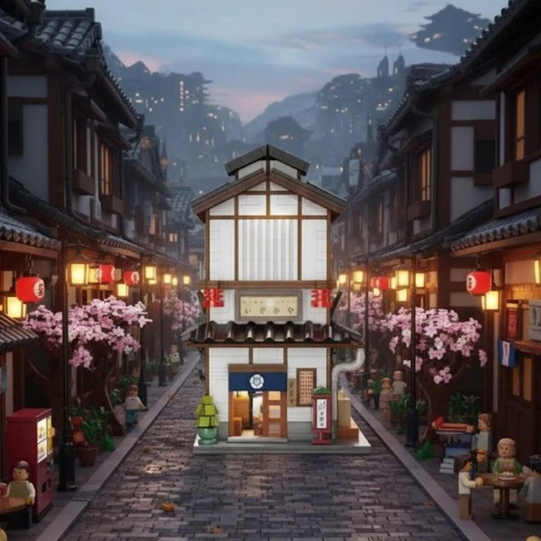 C66019W CADA JAPON SOKAK MANZARASI 1195 PARÇA BLOCK OYUNCAK - Resim 3