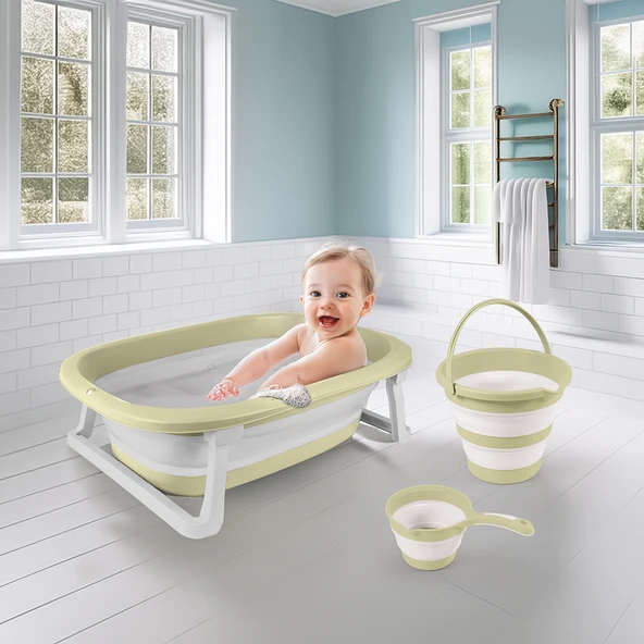 7273 KATLANABİLİR ÜÇLÜ BEBEK BANYO SETİ STONE GRİ - Resim 5