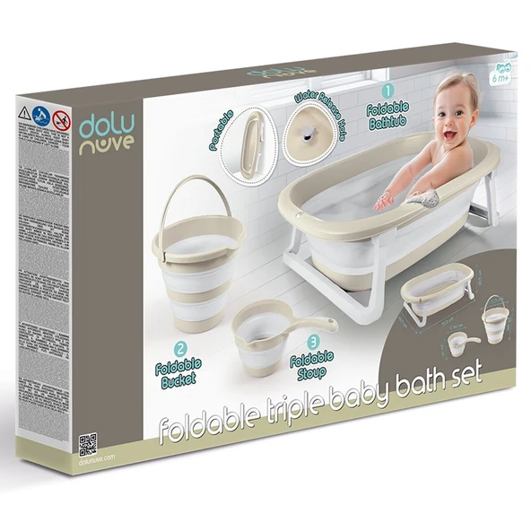 7271 Katlanabilir Banyo Seti 3lü Bej - Resim 5