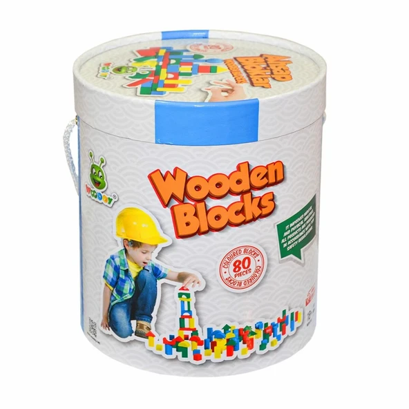 KR014 Woodoy 80 Parça Büyük Kovalı Bloklar ürün görseli 1