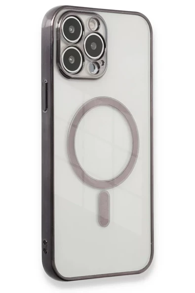 Newface Apple iPhone 13 Pro Max Kılıf Magneticsafe Lazer Silikon - Siyah ürün görseli 1