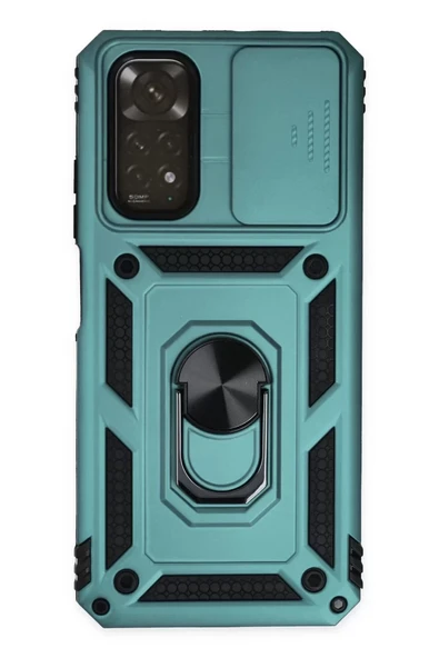 Newface Xiaomi Redmi Note 11 Kılıf Pars Lens Yüzüklü Silikon - Yeşil ürün görseli 1