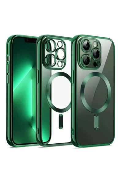 Newface Apple iPhone 12 Pro Kılıf Kross Magneticsafe Kapak - Koyu Yeşil ürün görseli 1
