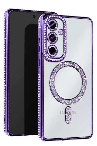 Newface Samsung Galaxy S25 Kılıf Joke Simli Magneticsafe Kılıf - Derin Mor ürün görseli 1