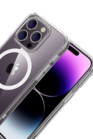 Newface Apple iPhone 16 Pro Max Combo Sert Şeffaf Magsafe Kapak - Şeffaf - Resim 2